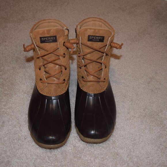 Sperry Cheetah Print Waterproof Duck Boots - Picture 3 of 10
